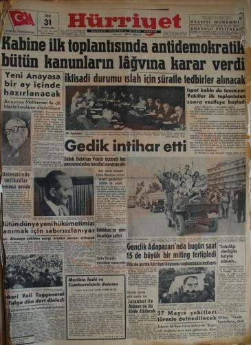 27 Mayıs 1960 Gazete Manşetleri