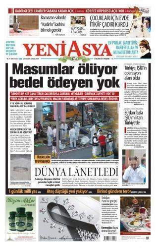 30 Haziran 2016 Perşembe Gazete Manşetleri