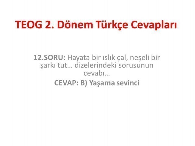 TEOG 2. Dönem Türkçe Cevapları 26 nisan 2017