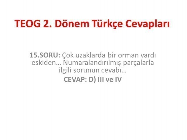 TEOG 2. Dönem Türkçe Cevapları 26 nisan 2017