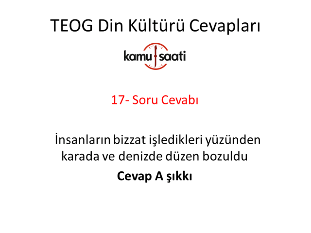 TEOG Din Kültürü ve Ahlak Bilgisi Cevapları