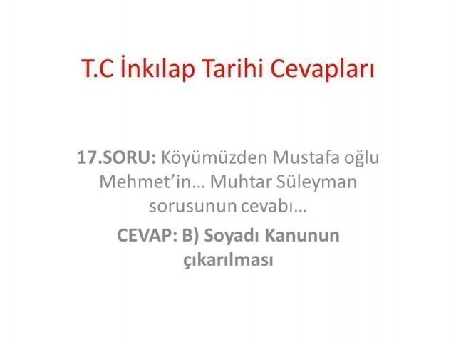 TEOG İnkılap Tarihi Soru ve Cevapları 27 Nisan 2017