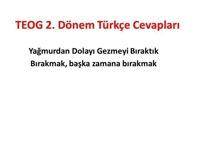 TEOG 2. Dönem Türkçe Cevapları 26 nisan 2017