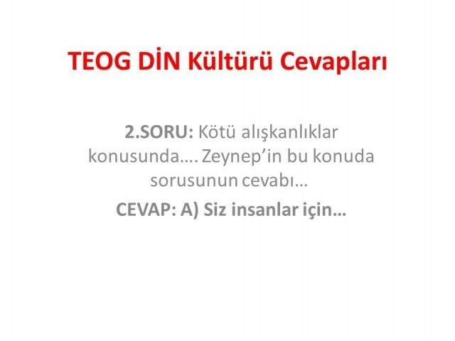 TEOG 2. Dönem Din Kültürü ve Ahlak Bilgisi Cevapları 26 nisan 2017