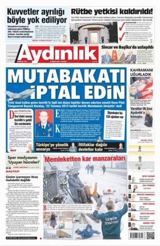 9 Ocak 2017 Gazete Manşetleri