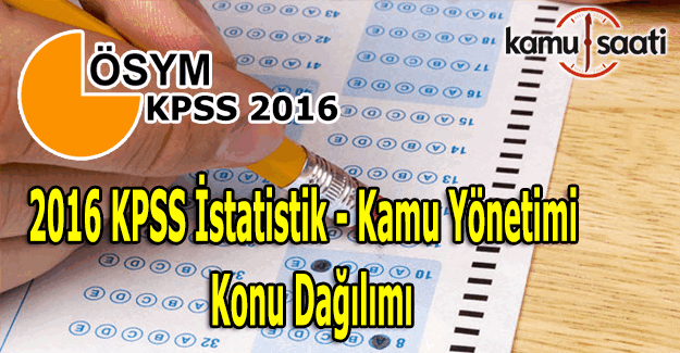 2016 KPSS İstatistik, Kamu Yönetimi konu dağılımı