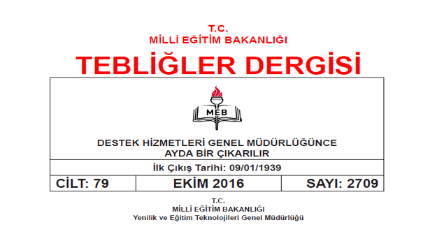 MEB Ekim 2016 Tebliğler dergisi yayımlandı