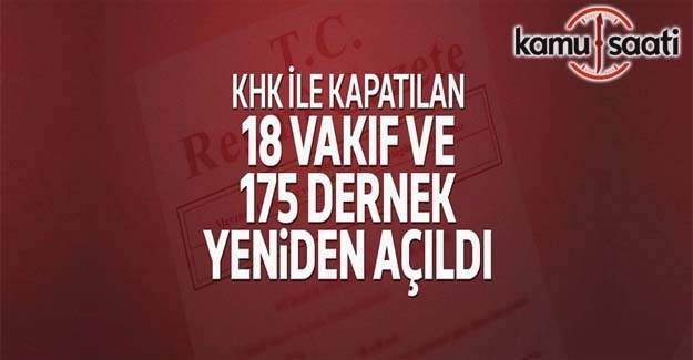 18 vakıf ve 175 dernek yeniden açıldı