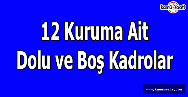 12 kuruma ait dolu ve boş kadrolar