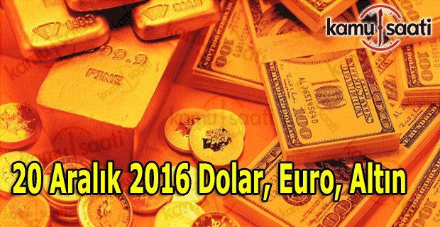 20 Aralık 2016 Dolar, Euro ve Altın fiyatları