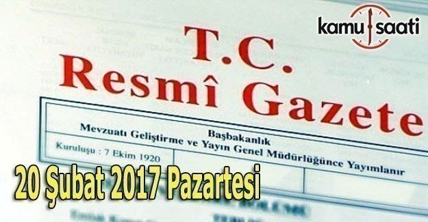 20 Şubat 2017 Tarihli ve 29985 Sayılı Resmi Gazete