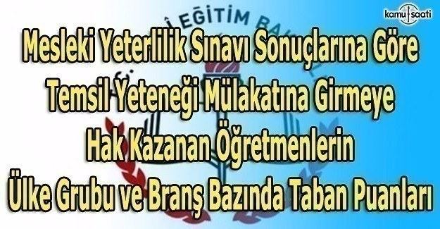 MYS sonuçlarına göre mülakata girecek öğretmenlerin branş taban puanları