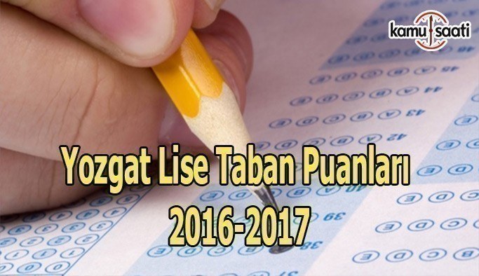 Yozgat Lise Taban Puanları 2016-2017