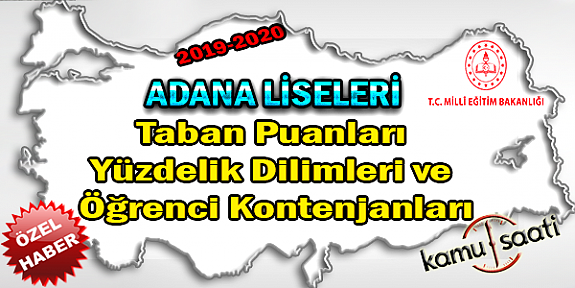 LGS Adana Liseleri Taban Puanları Yüzdelik Dilimleri Öğrenci Kontenjanları 2018 - 2019 - 2020