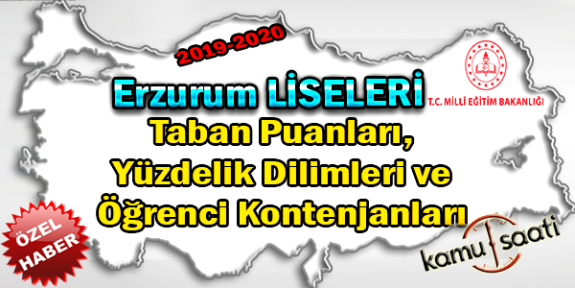 LGS Erzurum Liseleri Taban Puanları Yüzdelik Dilimleri Öğrenci Kontenjanları 2018 - 2019 - 2020