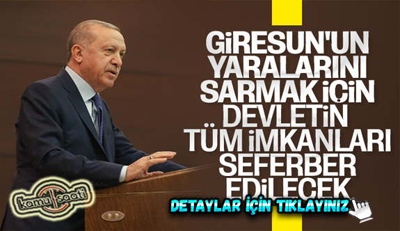 Cumhurbaşkanı Erdoğan'dan Giresun'daki sel sonrası talimat