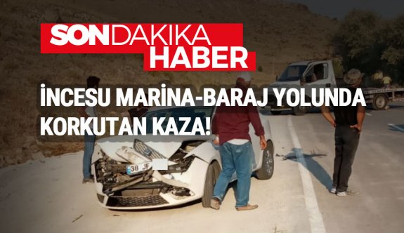 kayseri incesu marina baraj yolunda korkutan kaza kamu saati