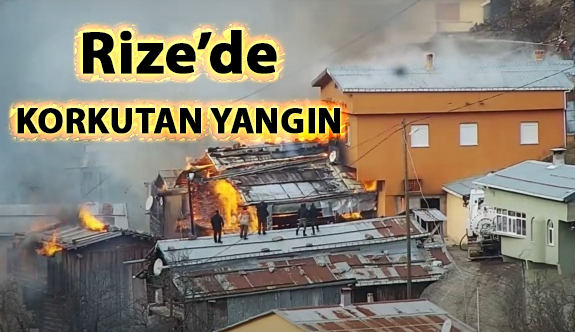 Rize'de çıkan yangında 7 ev tamamen yandı