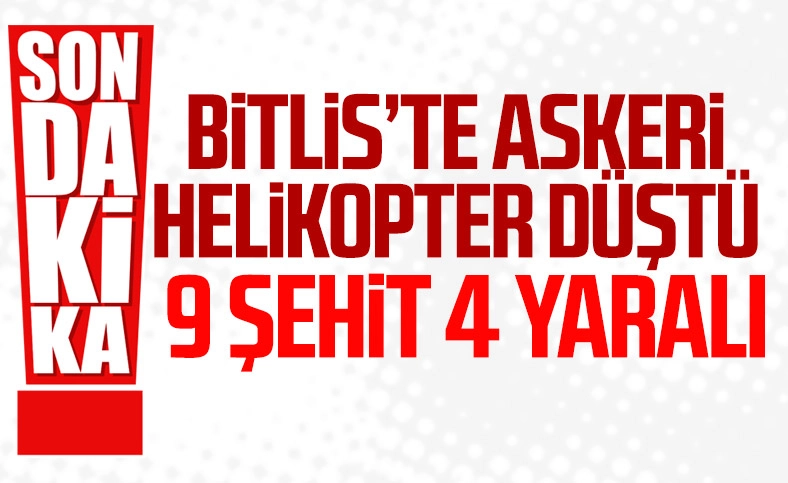 Bitlis'te askeri helikopter düştü