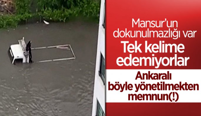 Ankara'da sel sonrası araçlar su altında kaldı Belediyeyi gören yok !