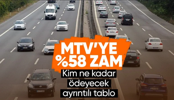 2024 yılı Motorlu Taşıtlar Vergisi (MTV) tutarları..