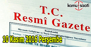 10 Kasım 2016 tarihli Resmi Gazete