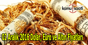 2 Aralık 2016 Dolar, Euro ve Kapalı Çarşı altın fiyatları