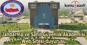 Jandarma ve Sahil Güvenlik Akademisi Web Sitesi duyurusu