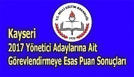 Kayseri 2017 Yönetici Adaylarına Ait Görevlendirmeye Esas Puan Sonuçları