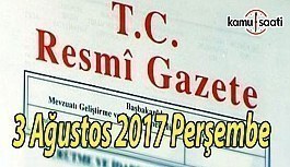 TC Resmi Gazete - 3 Ağustos 2017 Perşembe