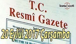 TC Resmi Gazete - 20 Eylül 2017 Çarşamba