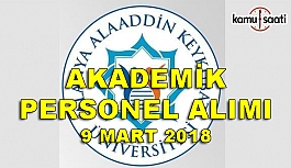 Alanya Alaaddin Keykubat Üniversitesi akademik personel alım ilanı - 9 Mart 2018