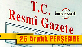 26 Aralık 2019 perşembe  Tarihli TC Resmi Gazete Kararları